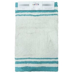 Alfombra para Baño 45 cm x 75 cm de Algodon Blanco-aqua