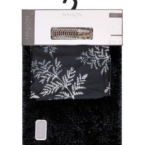 Alfombra SCRS44460A 43 cm x 61 cm + 178 cm x 183 cm de Microfibra Negro Varick Black — Más Cortina para Baño