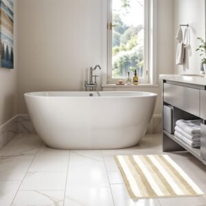 Alfombra SR51323A 58.4 cm x 76.2 cm de Chenille Beige Sierra Stripe — para Baño de