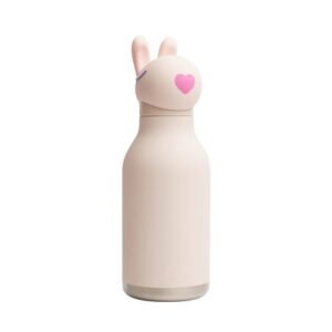 Botella ASOBU de Acero Inoxidable Blanco-rosado Diseño Conejo con Pajilla, 473.18 ml
