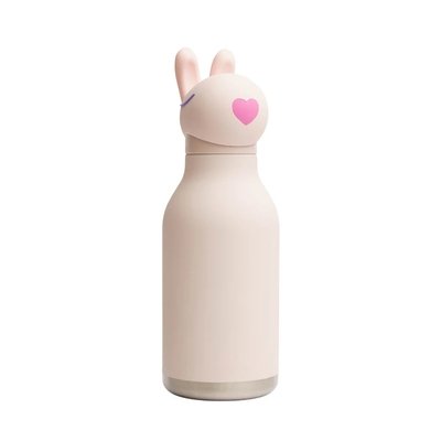 Botella ASOBU de Acero Inoxidable Blanco-rosado Diseño Conejo con Pajilla, 473.18 ml Botella ASOBU de Acero Inoxidable Blanco-rosado Diseño Conejo con Pajilla, 473.18 ml