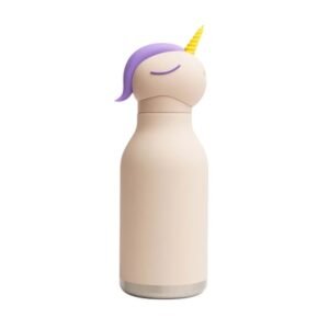 Botella de Acero Inoxidable Blanca ASOBU de 473.18 ml con Diseño de Unicornio y Pajilla