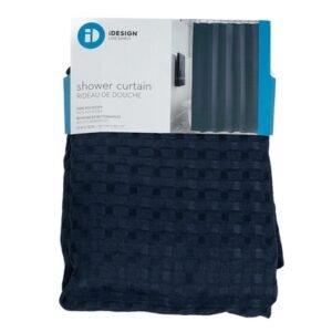 Cortina para Baño 180 cm x 180 cm Poliester Azul Waffle