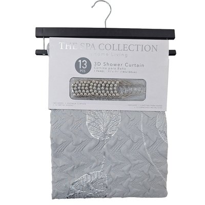 Cortina para baño de poliéster gris-plata 180x180 cm
