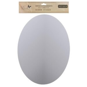 Espejo Adhesivo sin Marco 40 cm x 30 cm Plastico Ovalado Plateado