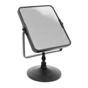 Espejo para Mesa de Baño 25.5 cm x 16 cm x 12 cm Negro Cuadrado con Pedestal