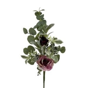 Flor Artificial 28 cm Ramo Rosas Rosado-vino