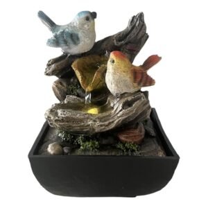 Fuente Decorativa 110 V 18.5 cm x 13.3 cm Multicolor Pajaros con Luz