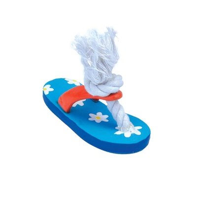 Juguete Sandalia para Perro 12.7 cm con Cuerda Celeste Floral Juguete Sandalia para Perro 12.7 cm con Cuerda Celeste Floral