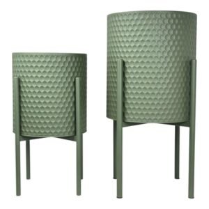 Maceta 60.5 cm x 31 cm Metal Verde con Base