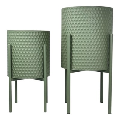 Maceta 60.5 cm x 31 cm Metal Verde con Base Maceta 60.5 cm x 31 cm Metal Verde con Base