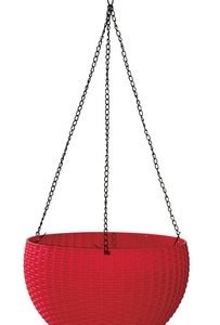 Maceta para Colgar 28 cm x 16 cm Plastico Rojo Hanna
