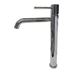 Mezclador Lavabo Monomando Manecilla Pin Metal Cromado 1 Agujero Cuello Alto Redondo