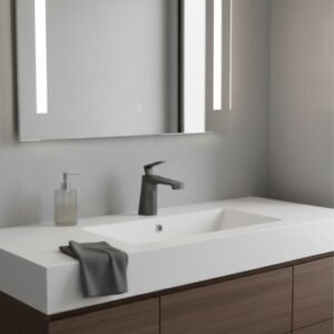 Mezclador Lavabo Monomando Metal Gris Oscuro Cuello Bajo Wave