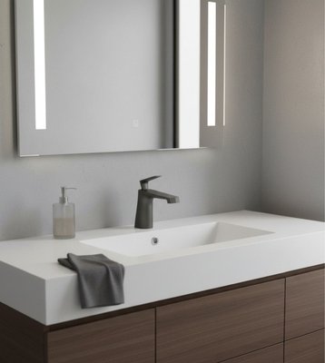 Mezclador Lavabo Monomando Metal Gris Oscuro Cuello Bajo Wave Mezclador Lavabo Monomando Metal Gris Oscuro Cuello Bajo Wave