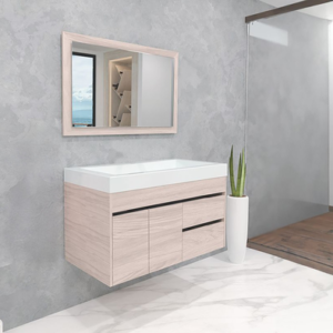 Mueble Viteli Elevado Soder/mali con Lavabo Genova Blanco + Espejo 94 cm x 48 cm