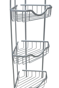 Organizador 92888 de Aluminio Anodizado 3 Niveles 23 cm x 23 cm x 65.5 cm, Esquinero para Baño