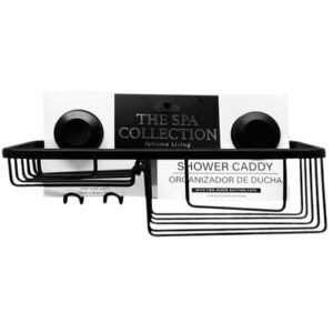 Organizador para Baño 12.5 cm x 30 cm x 14 cm de Metal Negro de Succion