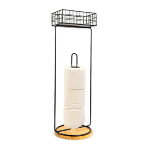 Portarrollo 734-1450244 de Metal Blanco con Deposito, de Sobreponer para Baño 18 cm x 58 cm de