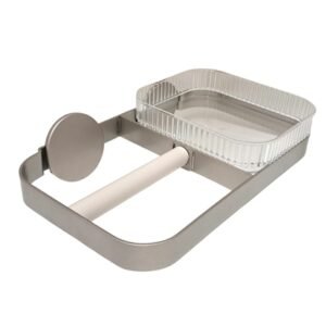 Portarrollo de Empotrar para Baño Metal Gris Mate con Deposito Acrilico