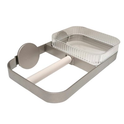 Portarrollo de Empotrar para Baño Metal Gris Mate con Deposito Acrilico Portarrollo de Empotrar para Baño Metal Gris Mate con Deposito Acrilico