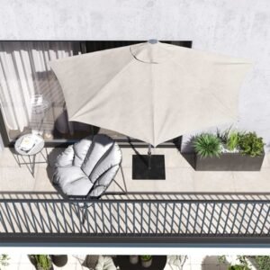 Sombrilla NATERIAL 83811979 2.7 m x 1.35 m x 2.35 m Poliester Beige — Jardin Semi Circulo