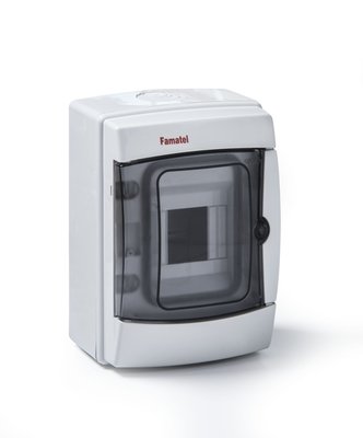 Tablero FAMATEL 3904-TTB 4 Modulos 215 mm 145 mm 110 mm IP65 IK08 — Superficial para Distribucion Electrica Tablero FAMATEL 3904-TTB 4 Modulos 215 mm 145 mm 110 mm IP65 IK08 — Superficial para Distribucion Electrica