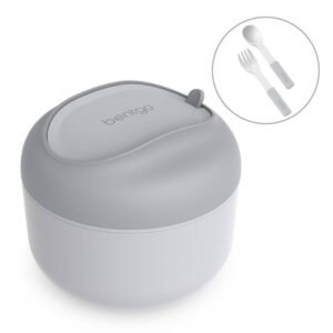 Termo para Alimentos 733 ml Plastico Redondo Gris con Cubiertos