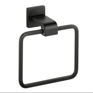 Toallero DELTA 77546-BL de Metal Negro Mate Ara 17.9 cm x 8.9 cm x 18.4 cm, Argolla de Empotrar para Baño