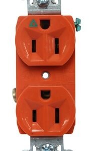 Toma Doble Polarizado 125 V 15 a Anaranjado Tierra Aislada